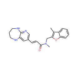 Cc1c(CN(C)C(=O)/C=C/c2cnc3c(c2)NCCCN3)oc2ccccc12 ZINC000045254070