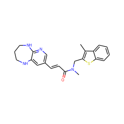 Cc1c(CN(C)C(=O)/C=C/c2cnc3c(c2)NCCCN3)sc2ccccc12 ZINC000045253168