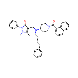 Cc1c(CN(CCCCc2ccccc2)C2CCN(C(=O)c3cccc4ccccc34)CC2)c(=O)n(-c2ccccc2)n1C ZINC000028897631