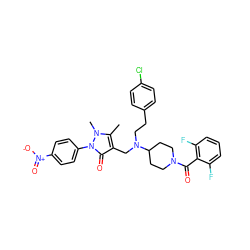 Cc1c(CN(CCc2ccc(Cl)cc2)C2CCN(C(=O)c3c(F)cccc3F)CC2)c(=O)n(-c2ccc([N+](=O)[O-])cc2)n1C ZINC000028897752