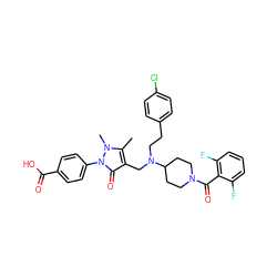 Cc1c(CN(CCc2ccc(Cl)cc2)C2CCN(C(=O)c3c(F)cccc3F)CC2)c(=O)n(-c2ccc(C(=O)O)cc2)n1C ZINC000028897784