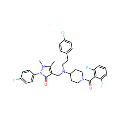 Cc1c(CN(CCc2ccc(Cl)cc2)C2CCN(C(=O)c3c(F)cccc3F)CC2)c(=O)n(-c2ccc(F)cc2)n1C ZINC000028897671