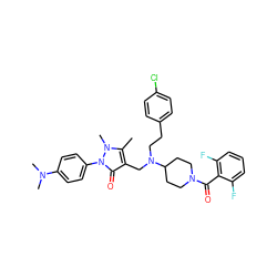 Cc1c(CN(CCc2ccc(Cl)cc2)C2CCN(C(=O)c3c(F)cccc3F)CC2)c(=O)n(-c2ccc(N(C)C)cc2)n1C ZINC000028897793