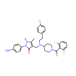 Cc1c(CN(CCc2ccc(Cl)cc2)C2CCN(C(=O)c3c(F)cccc3F)CC2)c(=O)n(-c2ccc(N)cc2)n1C ZINC000028897778