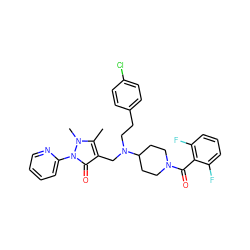 Cc1c(CN(CCc2ccc(Cl)cc2)C2CCN(C(=O)c3c(F)cccc3F)CC2)c(=O)n(-c2ccccn2)n1C ZINC000028897645