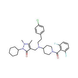 Cc1c(CN(CCc2ccc(Cl)cc2)C2CCN(C(=O)c3c(F)cccc3F)CC2)c(=O)n(C2CCCCC2)n1C ZINC000028897654