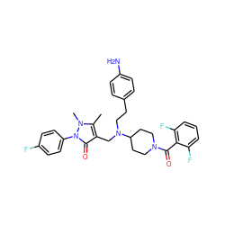 Cc1c(CN(CCc2ccc(N)cc2)C2CCN(C(=O)c3c(F)cccc3F)CC2)c(=O)n(-c2ccc(F)cc2)n1C ZINC000028897910