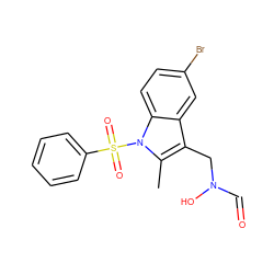 Cc1c(CN(O)C=O)c2cc(Br)ccc2n1S(=O)(=O)c1ccccc1 ZINC000035086825