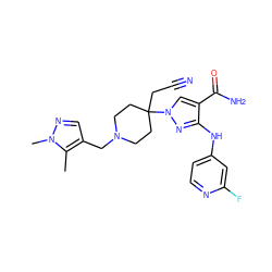 Cc1c(CN2CCC(CC#N)(n3cc(C(N)=O)c(Nc4ccnc(F)c4)n3)CC2)cnn1C ZINC000220951254