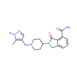 Cc1c(CN2CCC(N3Cc4cccc(C(N)=O)c4C3=O)CC2)cnn1C ZINC000117362657