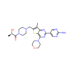 Cc1c(CN2CCN(C(=O)[C@@H](C)O)CC2)sc2c(N3CCOCC3)nc(-c3cnc(N)nc3)nc12 ZINC000073196440