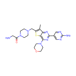 Cc1c(CN2CCN(C(=O)CN)CC2)sc2c(N3CCOCC3)nc(-c3cnc(N)nc3)nc12 ZINC000073167817