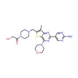 Cc1c(CN2CCN(C(=O)CO)CC2)sc2c(N3CCOCC3)nc(-c3cnc(N)nc3)nc12 ZINC000073166749