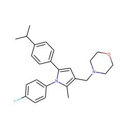 Cc1c(CN2CCOCC2)cc(-c2ccc(C(C)C)cc2)n1-c1ccc(F)cc1 ZINC000206031716