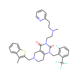 Cc1c(CN2CCc3c(c(=O)n(CCN(C)CCc4ccccn4)c(=O)n3Cc3c(F)cccc3C(F)(F)F)C2)sc2ccccc12 ZINC000028864164