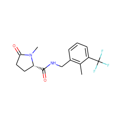 Cc1c(CNC(=O)[C@@H]2CCC(=O)N2C)cccc1C(F)(F)F ZINC000095552377