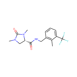 Cc1c(CNC(=O)[C@@H]2CN(C)C(=O)N2C)cccc1C(F)(F)F ZINC000095565181