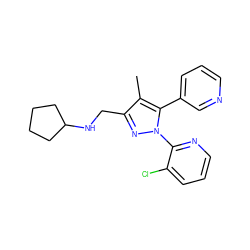 Cc1c(CNC2CCCC2)nn(-c2ncccc2Cl)c1-c1cccnc1 ZINC000040949971