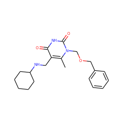 Cc1c(CNC2CCCCC2)c(=O)[nH]c(=O)n1COCc1ccccc1 ZINC000028866869