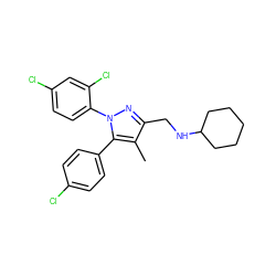 Cc1c(CNC2CCCCC2)nn(-c2ccc(Cl)cc2Cl)c1-c1ccc(Cl)cc1 ZINC000040394788