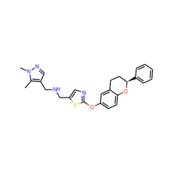 Cc1c(CNCc2cnc(Oc3ccc4c(c3)CC[C@@H](c3ccccc3)O4)s2)cnn1C ZINC000145539823