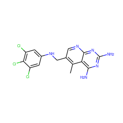 Cc1c(CNc2cc(Cl)c(Cl)c(Cl)c2)cnc2nc(N)nc(N)c12 ZINC000005891453