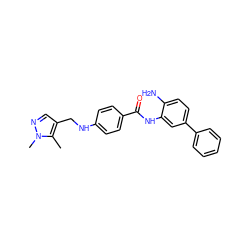 Cc1c(CNc2ccc(C(=O)Nc3cc(-c4ccccc4)ccc3N)cc2)cnn1C ZINC000040379268