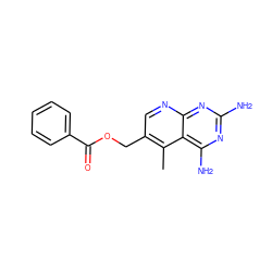 Cc1c(COC(=O)c2ccccc2)cnc2nc(N)nc(N)c12 ZINC000003814842