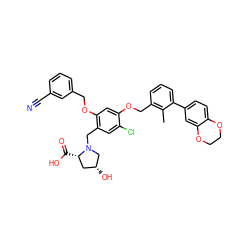 Cc1c(COc2cc(OCc3cccc(C#N)c3)c(CN3C[C@H](O)C[C@@H]3C(=O)O)cc2Cl)cccc1-c1ccc2c(c1)OCCO2 ZINC000914431361