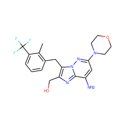 Cc1c(Cc2c(CO)nc3c(N)cc(N4CCOCC4)nn23)cccc1C(F)(F)F ZINC001772595627