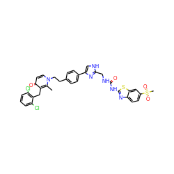 Cc1c(Cc2c(Cl)cccc2Cl)c(=O)ccn1CCc1ccc(-c2c[nH]c(CNC(=O)Nc3nc4ccc(S(C)(=O)=O)cc4s3)n2)cc1 ZINC000028710340