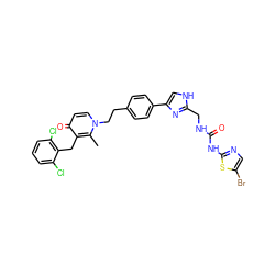 Cc1c(Cc2c(Cl)cccc2Cl)c(=O)ccn1CCc1ccc(-c2c[nH]c(CNC(=O)Nc3ncc(Br)s3)n2)cc1 ZINC000028710351