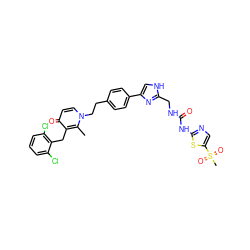 Cc1c(Cc2c(Cl)cccc2Cl)c(=O)ccn1CCc1ccc(-c2c[nH]c(CNC(=O)Nc3ncc(S(C)(=O)=O)s3)n2)cc1 ZINC000028710356