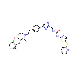 Cc1c(Cc2c(Cl)cccc2Cl)c(=O)ccn1CCc1ccc(-c2c[nH]c(CNC(=O)Nc3ncc(Sc4ccccn4)s3)n2)cc1 ZINC000028710354