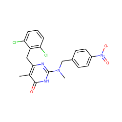 Cc1c(Cc2c(Cl)cccc2Cl)nc(N(C)Cc2ccc([N+](=O)[O-])cc2)[nH]c1=O ZINC000653743784