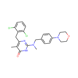 Cc1c(Cc2c(Cl)cccc2Cl)nc(N(C)Cc2ccc(N3CCOCC3)cc2)[nH]c1=O ZINC000653739186