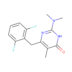 Cc1c(Cc2c(F)cccc2F)nc(N(C)C)[nH]c1=O ZINC000003648077