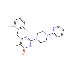 Cc1c(Cc2c(F)cccc2F)nc(N2CCN(c3ccccn3)CC2)[nH]c1=O ZINC000028866399