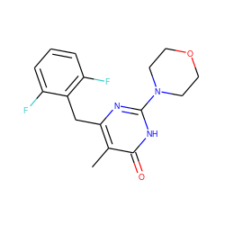 Cc1c(Cc2c(F)cccc2F)nc(N2CCOCC2)[nH]c1=O ZINC000003648074