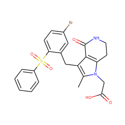 Cc1c(Cc2cc(Br)ccc2S(=O)(=O)c2ccccc2)c2c(n1CC(=O)O)CCNC2=O ZINC000205465269