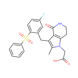 Cc1c(Cc2cc(F)ccc2S(=O)(=O)c2ccccc2)c2c(n1CC(=O)O)CCNC2=O ZINC000205462890