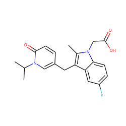 Cc1c(Cc2ccc(=O)n(C(C)C)c2)c2cc(F)ccc2n1CC(=O)O ZINC000117014960