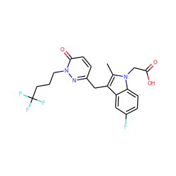 Cc1c(Cc2ccc(=O)n(CCCC(F)(F)F)n2)c2cc(F)ccc2n1CC(=O)O ZINC000117016186