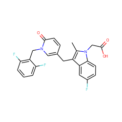 Cc1c(Cc2ccc(=O)n(Cc3c(F)cccc3F)c2)c2cc(F)ccc2n1CC(=O)O ZINC000117015478