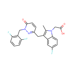 Cc1c(Cc2ccc(=O)n(Cc3c(F)cccc3F)n2)c2cc(F)ccc2n1CC(=O)O ZINC000117015119