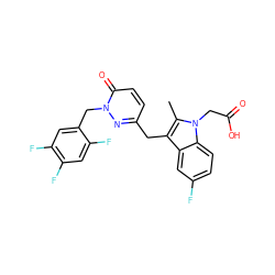 Cc1c(Cc2ccc(=O)n(Cc3cc(F)c(F)cc3F)n2)c2cc(F)ccc2n1CC(=O)O ZINC000095558954