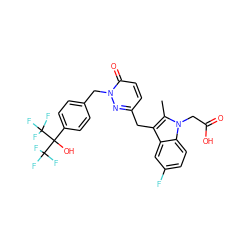 Cc1c(Cc2ccc(=O)n(Cc3ccc(C(O)(C(F)(F)F)C(F)(F)F)cc3)n2)c2cc(F)ccc2n1CC(=O)O ZINC000095559829