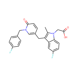 Cc1c(Cc2ccc(=O)n(Cc3ccc(F)cc3)c2)c2cc(F)ccc2n1CC(=O)O ZINC000117015499