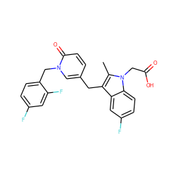 Cc1c(Cc2ccc(=O)n(Cc3ccc(F)cc3F)c2)c2cc(F)ccc2n1CC(=O)O ZINC000117016586