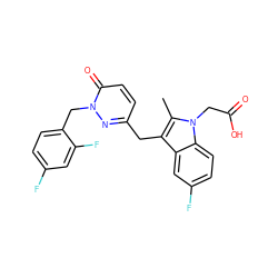 Cc1c(Cc2ccc(=O)n(Cc3ccc(F)cc3F)n2)c2cc(F)ccc2n1CC(=O)O ZINC000095558936